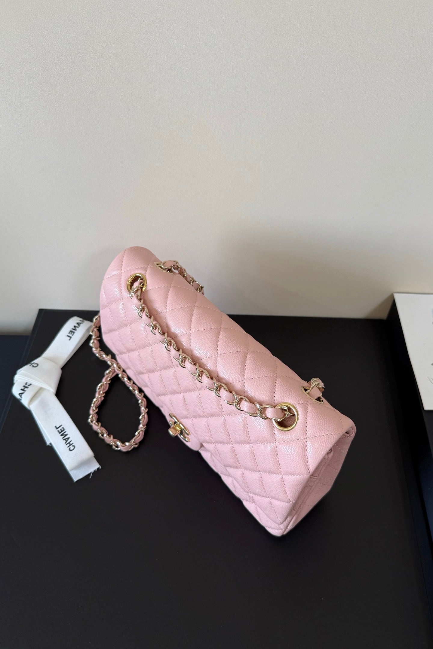 CC Classic Double Flap Bag 25cm Light PInk Caviar Leather