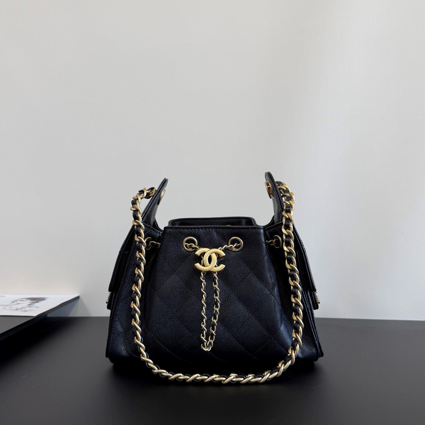 CC 25 Mini Hobo Bag Navy Blue Caviar Leather GHW 282555