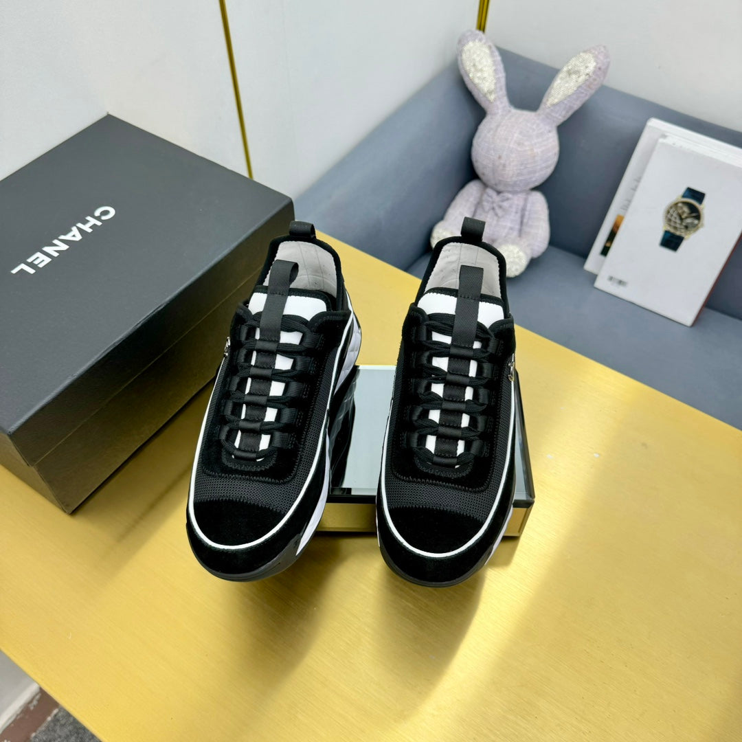 CC 26s Runner Sneakers Black White Fabric Suede 139955