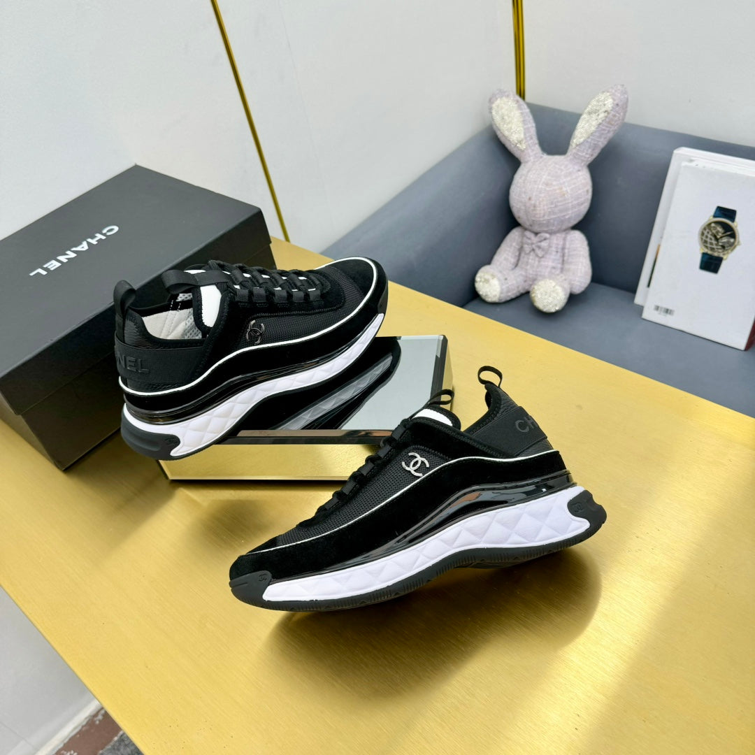CC 26s Runner Sneakers Black White Fabric Suede 139955
