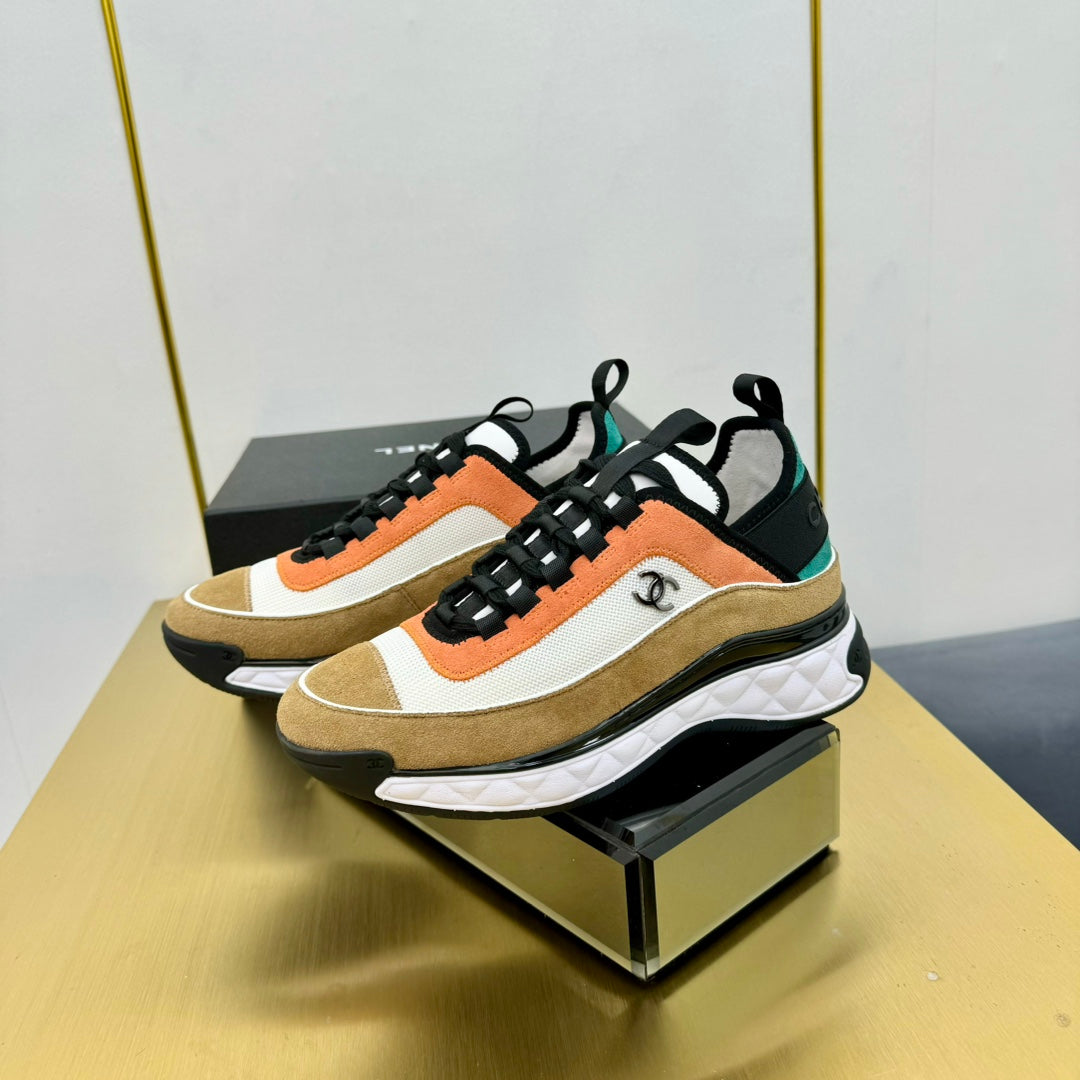 CC 26s Runner Sneakers Orange Khaki Black Fabric Suede 139956
