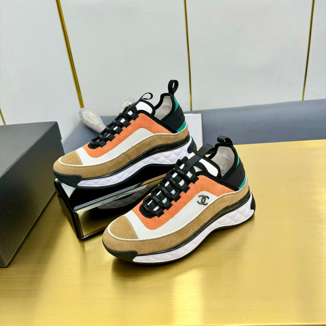 CC 26s Runner Sneakers Orange Khaki Black Fabric Suede 139956