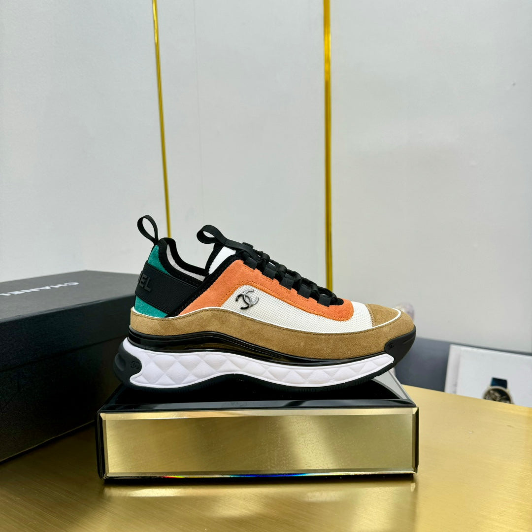 CC 26s Runner Sneakers Orange Khaki Black Fabric Suede 139956