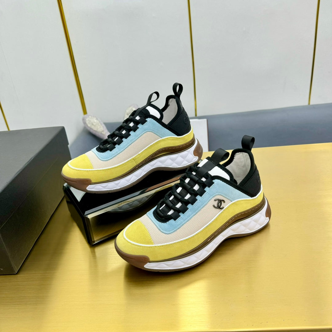 CC 26s Runner Sneakers Yellow Blue Black Fabric Calfskin 139958