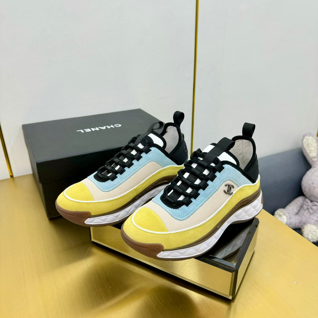 CC 26s Runner Sneakers Yellow Blue Black Fabric Calfskin 139958