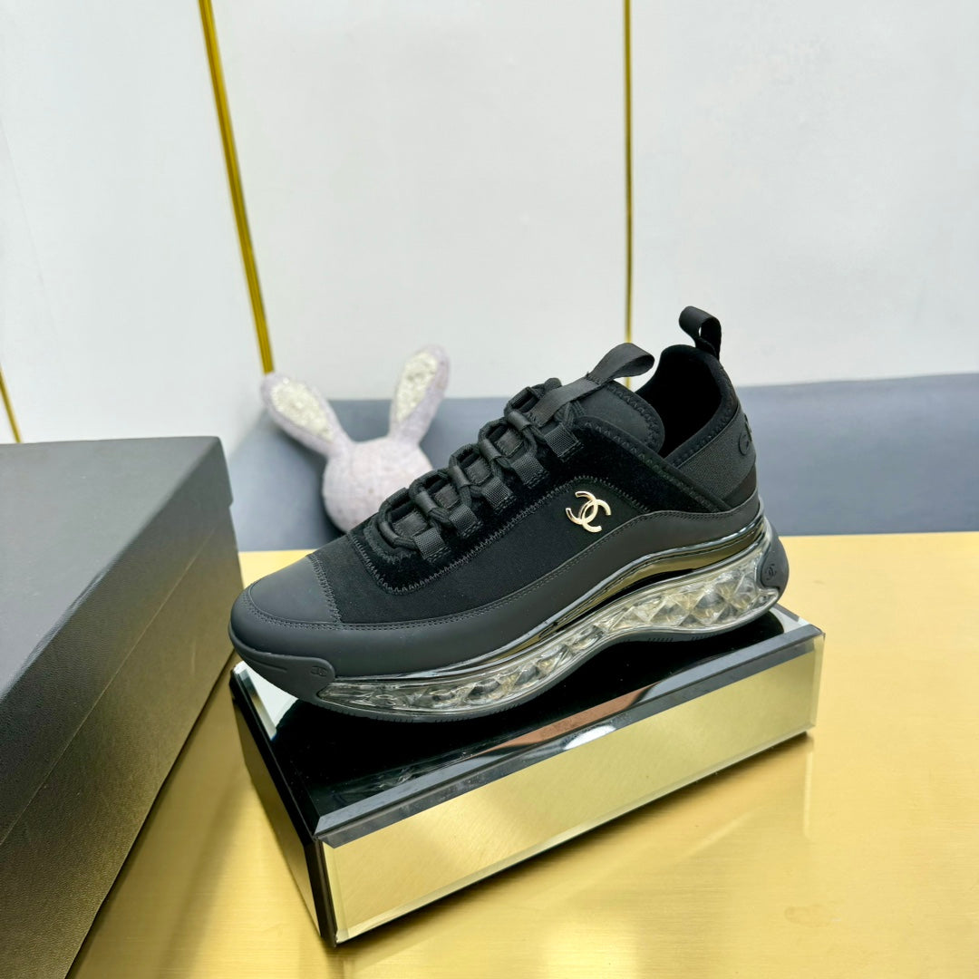 CC 26s Clear Sole Sneakers Black Fabric Calfskin 139959