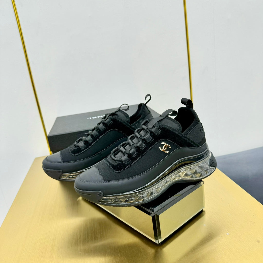 CC 26s Clear Sole Sneakers Black Fabric Calfskin 139959