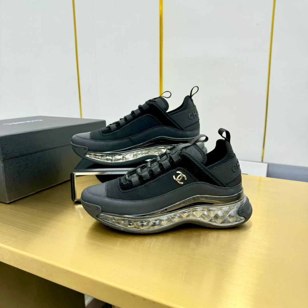 CC 26s Clear Sole Sneakers Black Fabric Calfskin 139959