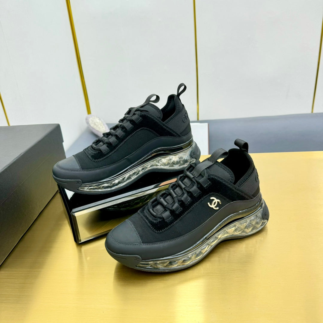 CC 26s Clear Sole Sneakers Black Fabric Calfskin 139959