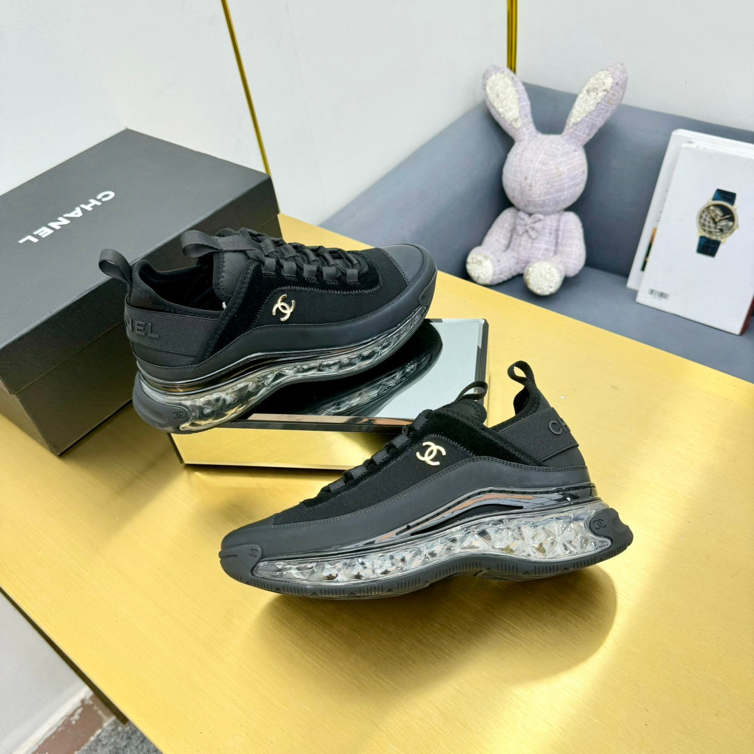 CC 26s Clear Sole Sneakers Black Fabric Calfskin 139959
