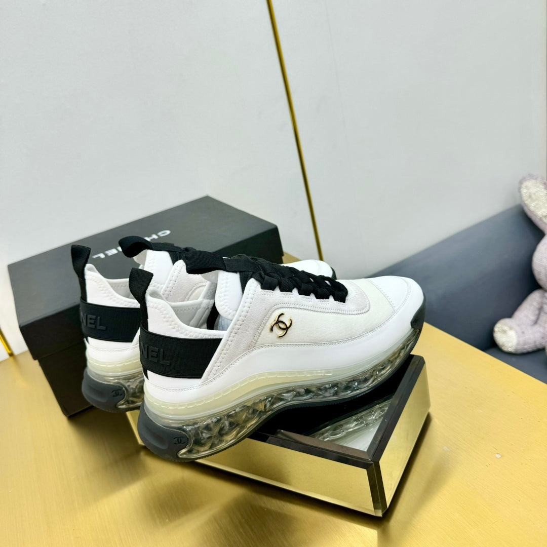 CC 26s Clear Sole Sneakers White Black Calfskin 139963
