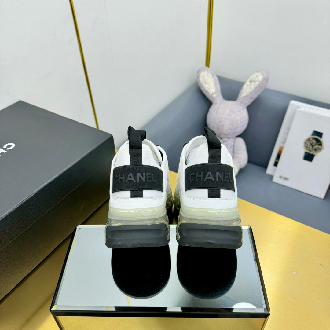 CC 26s Clear Sole Sneakers White Black Calfskin 139963