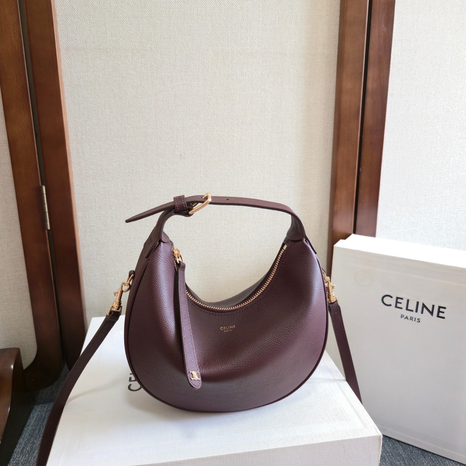 Celine Teen Lulu Bag Deep Burgundy Grained Calfskin