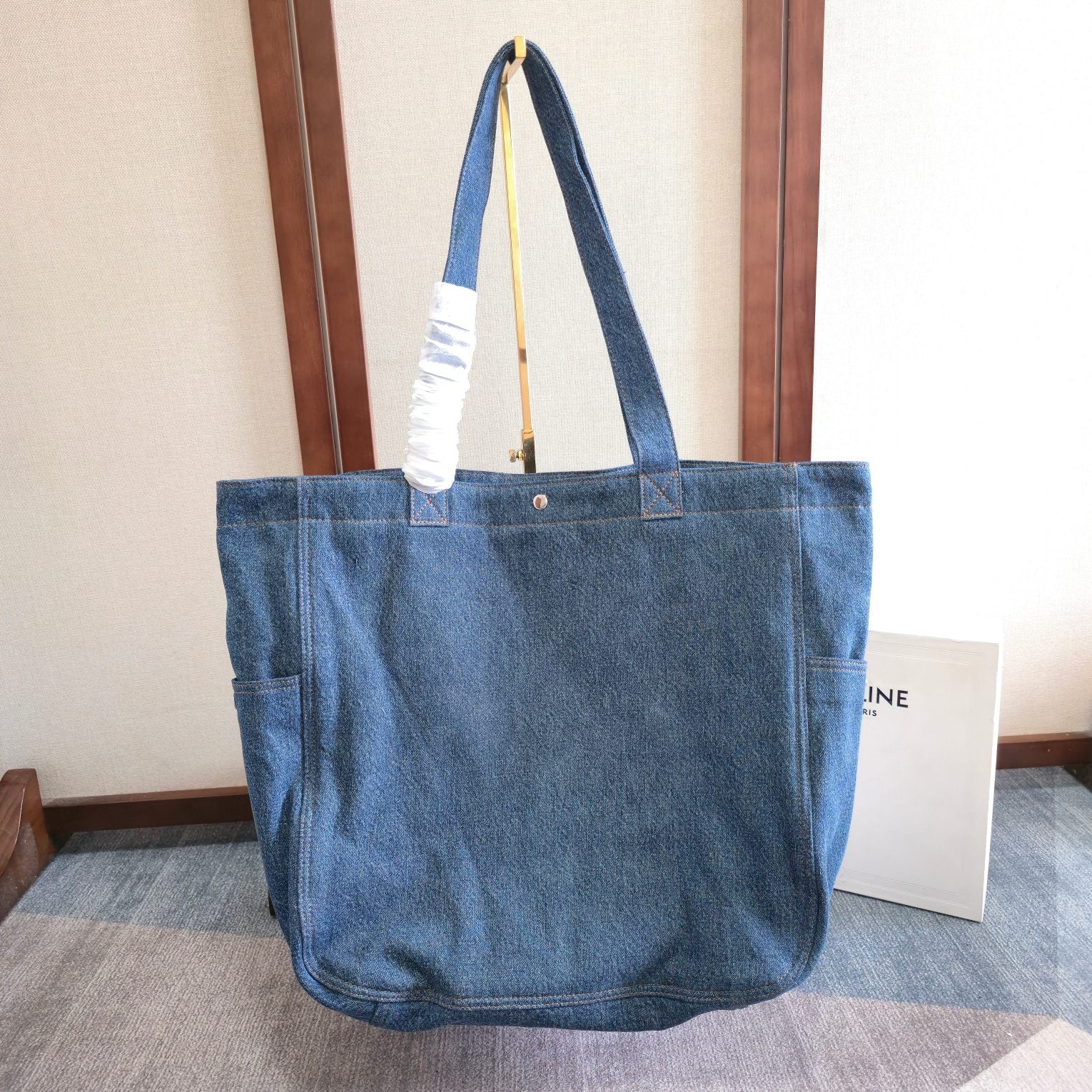 Celine Cabas Horizontal Tote Bag Blue Denim