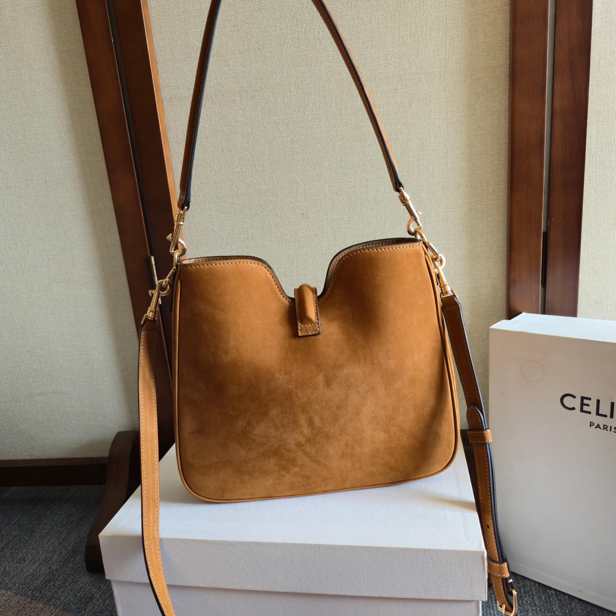 Celine Small Camille 16 Soft Bag Camel Nubuck Leather