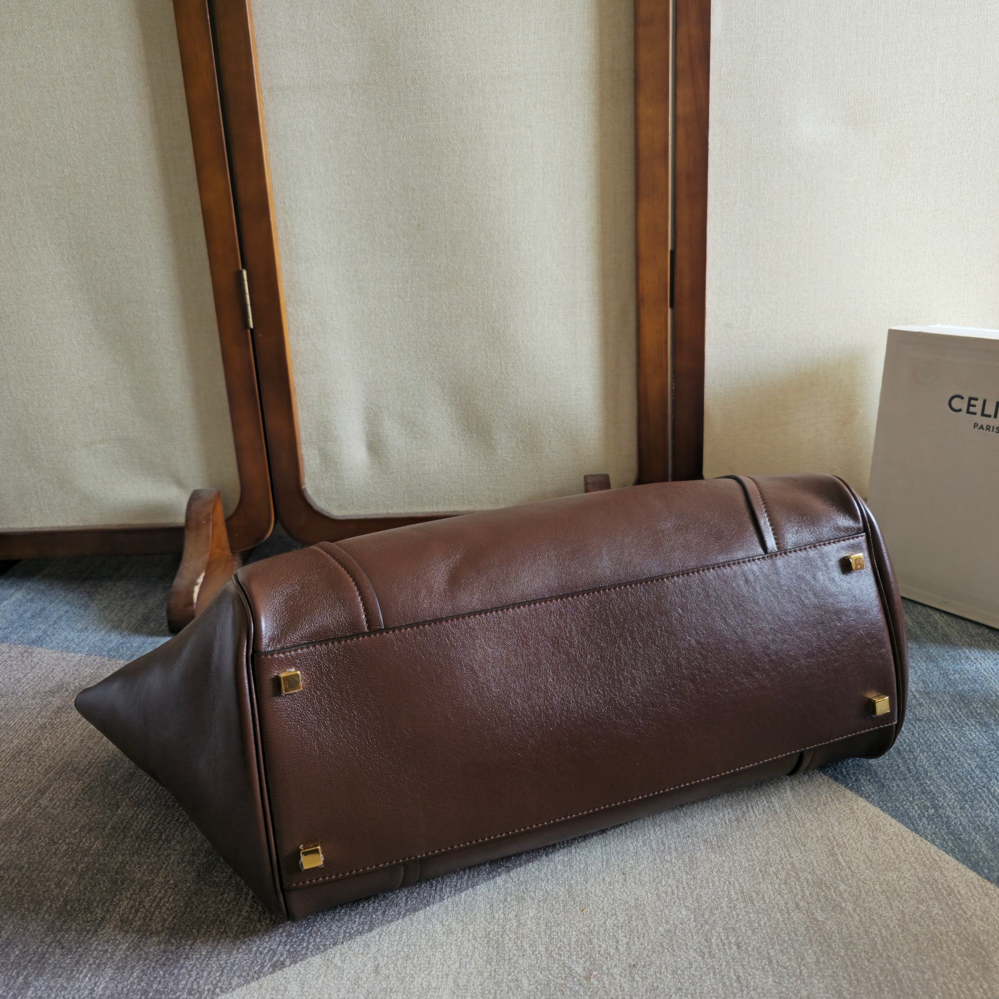 Celine 2026 Large Luggage Brown Shiny Lambskin