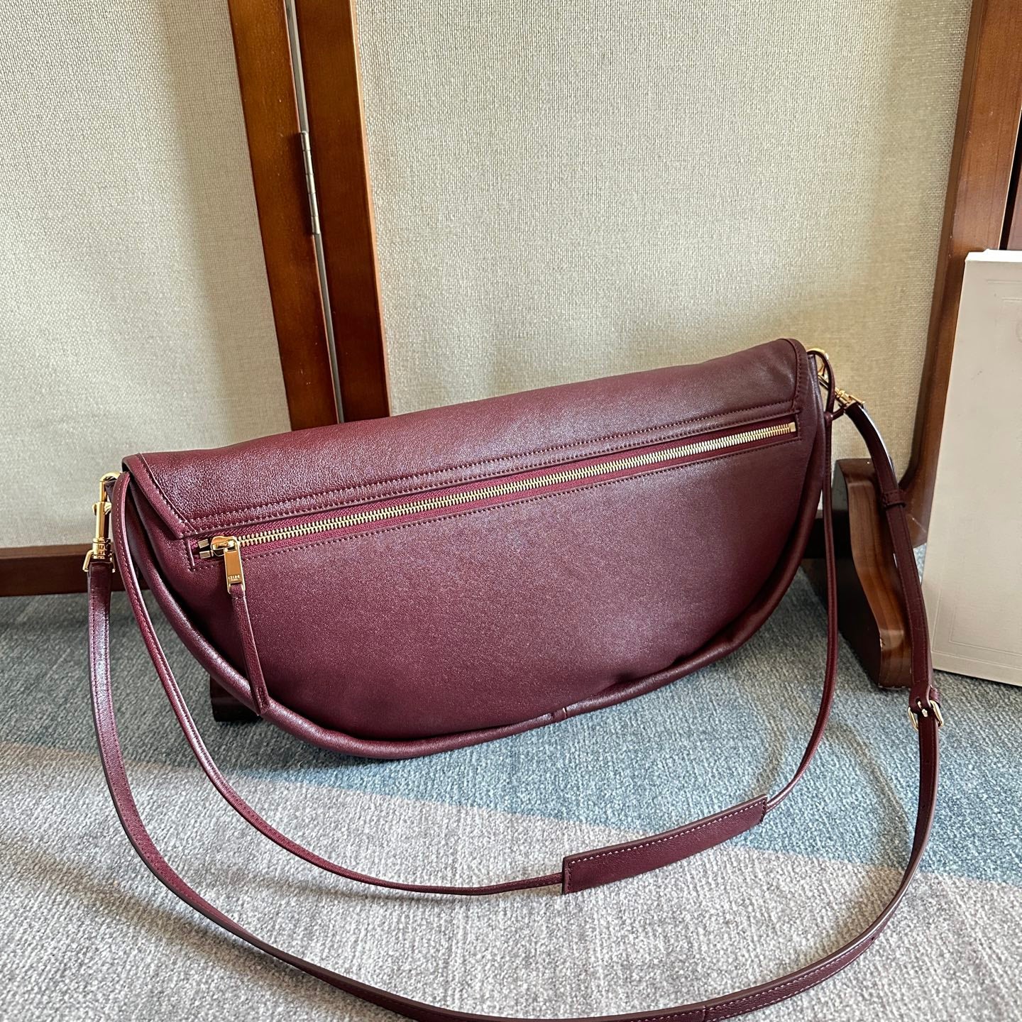 Celine Halfmoon Soft Triomphe Bag Dark Burgundy Lambskin