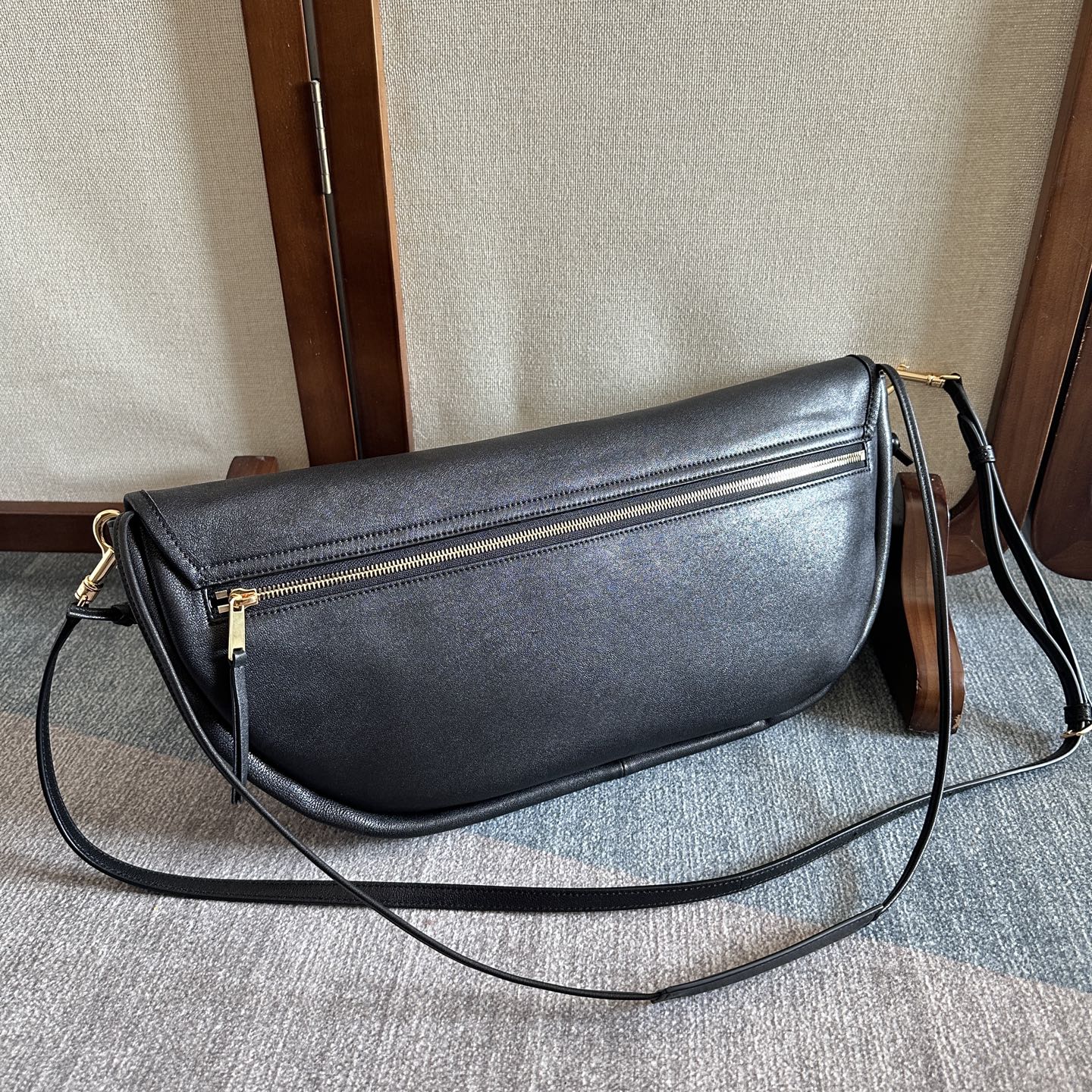 Celine Halfmoon Soft Triomphe Bag Black Lambskin
