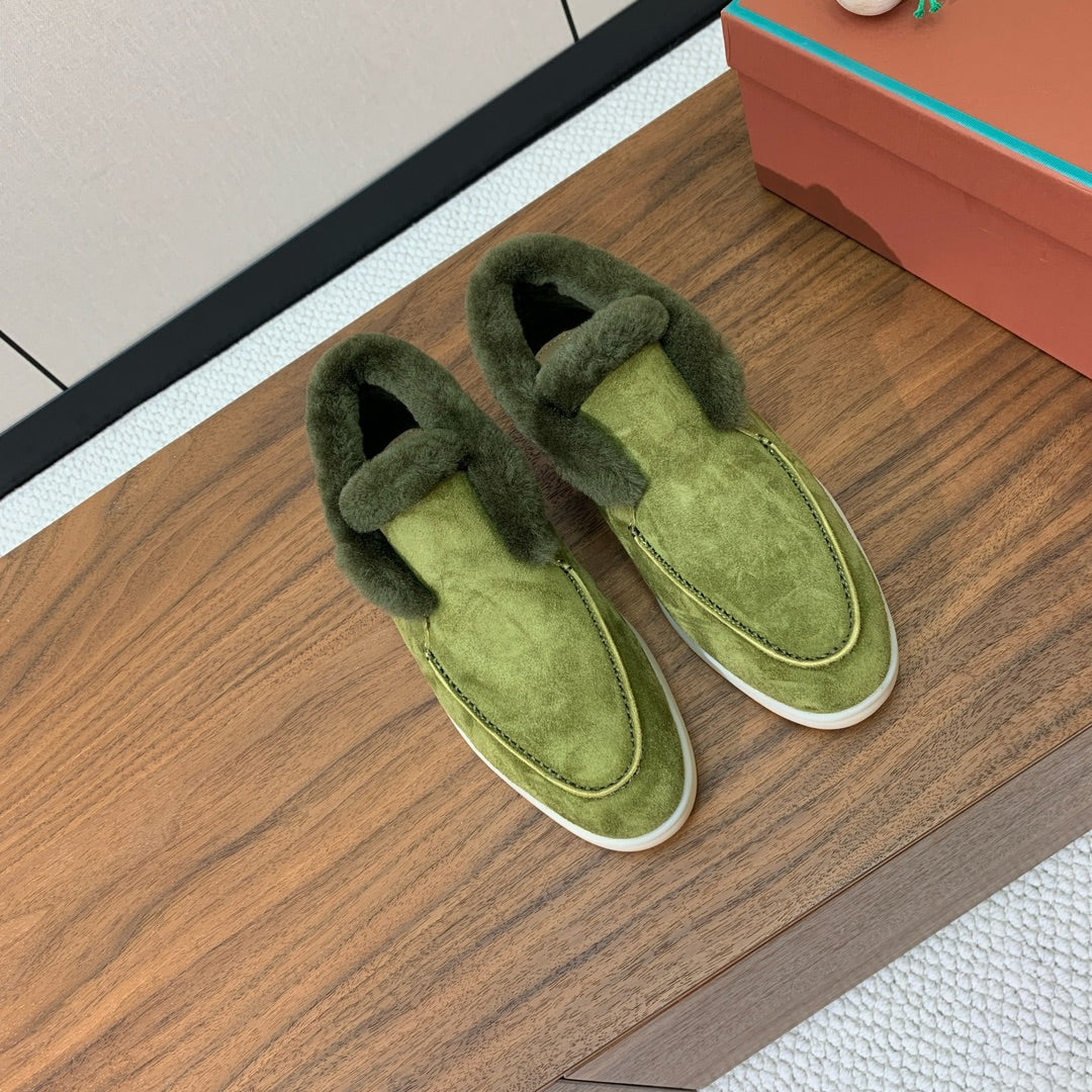 LP Open Walk Ankle Boot Green Fur Suede 550894
