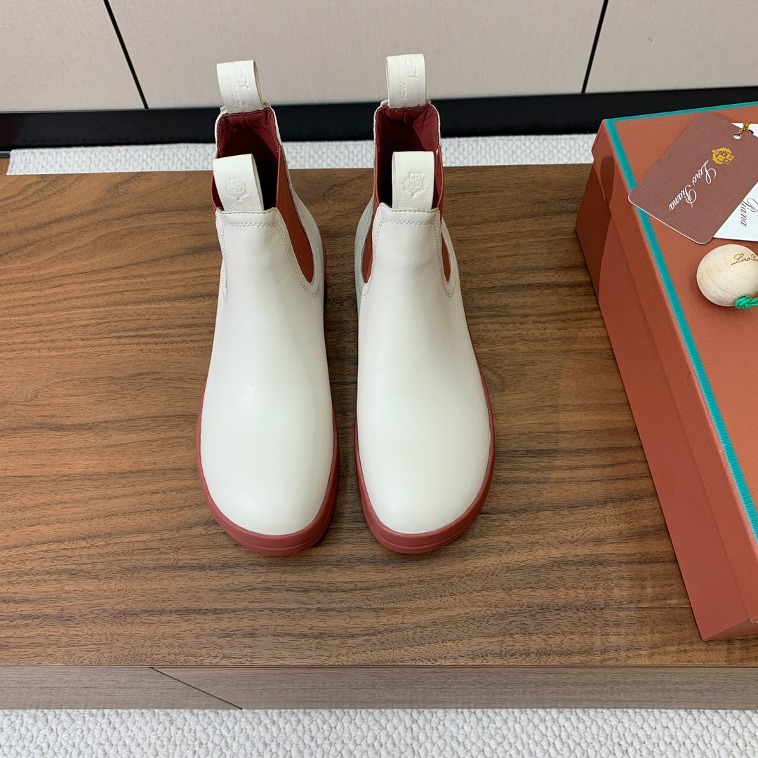 LP Lakeside  Ankle  Boots White Muted Pink Leather 503755