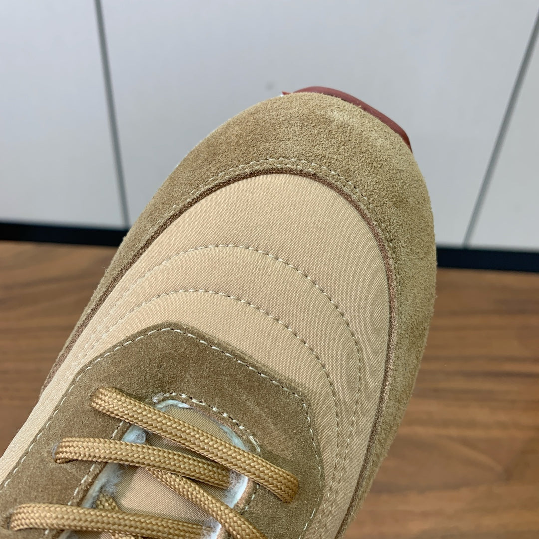 LP 26s Flexy Walk Sneakers 3cm Khaki Suede Shearling 110923