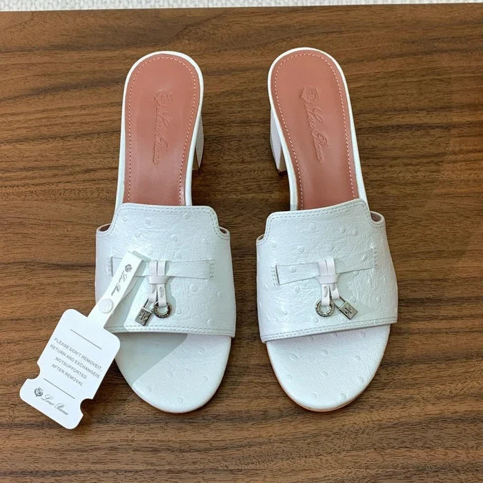 Loro Piana 2026 Ostrich Pattern Flat Sandal Cowhide 935106
