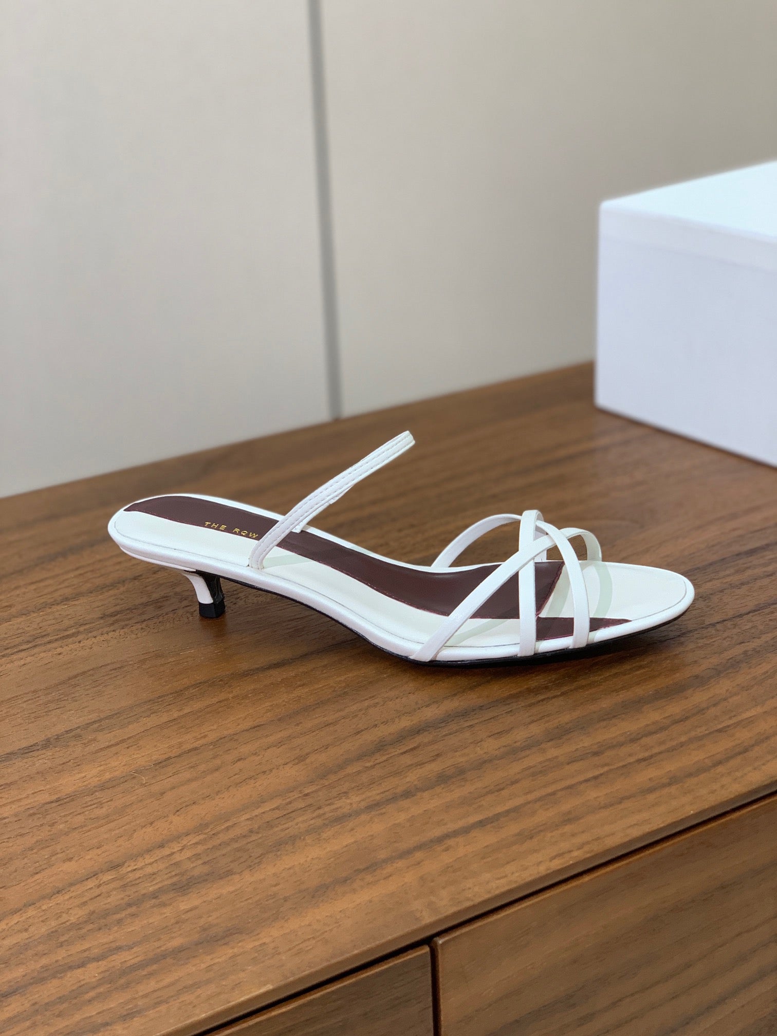 The Row  Heel Sandals 30mm White Mix Burgundy Sheepskin 325422