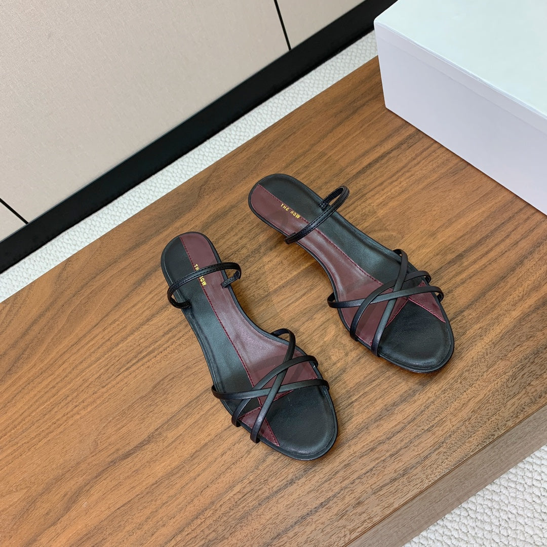The Row  Heel Sandals 30mmBlack Mix Burgundy Sheepskin 325423