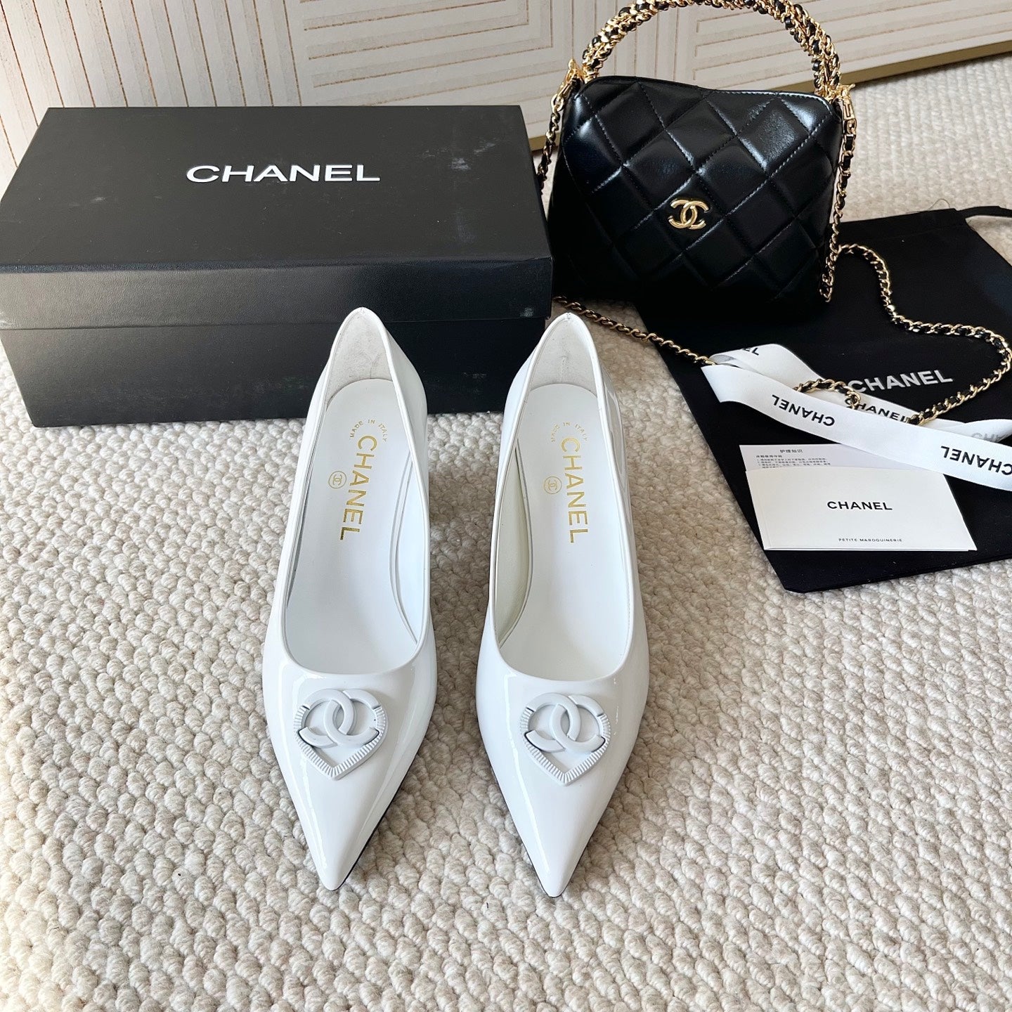 CC 26s Pointed-Toe Flats Pump White Patent Leather 787140