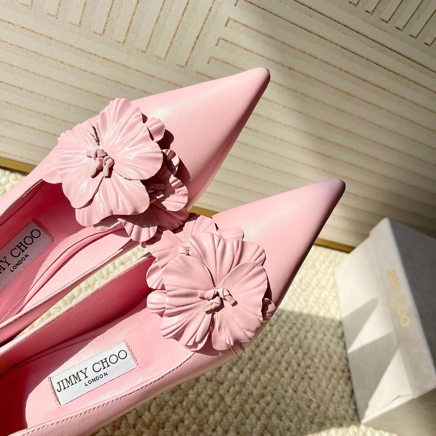 Jimmy Choo Skye Corsage Pump 6.5cm Pink Sheepskin 669832