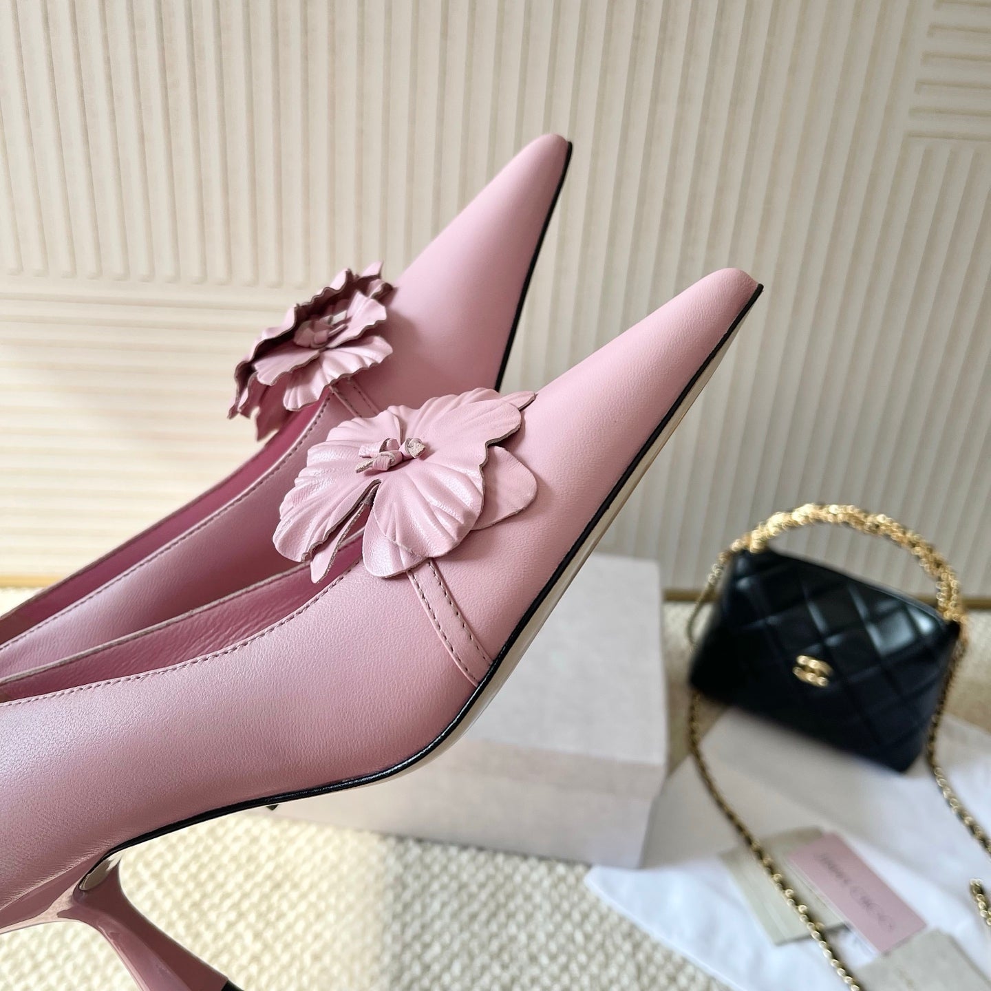 Jimmy Choo Skye Corsage Pump 6.5cm Pink Sheepskin 669832