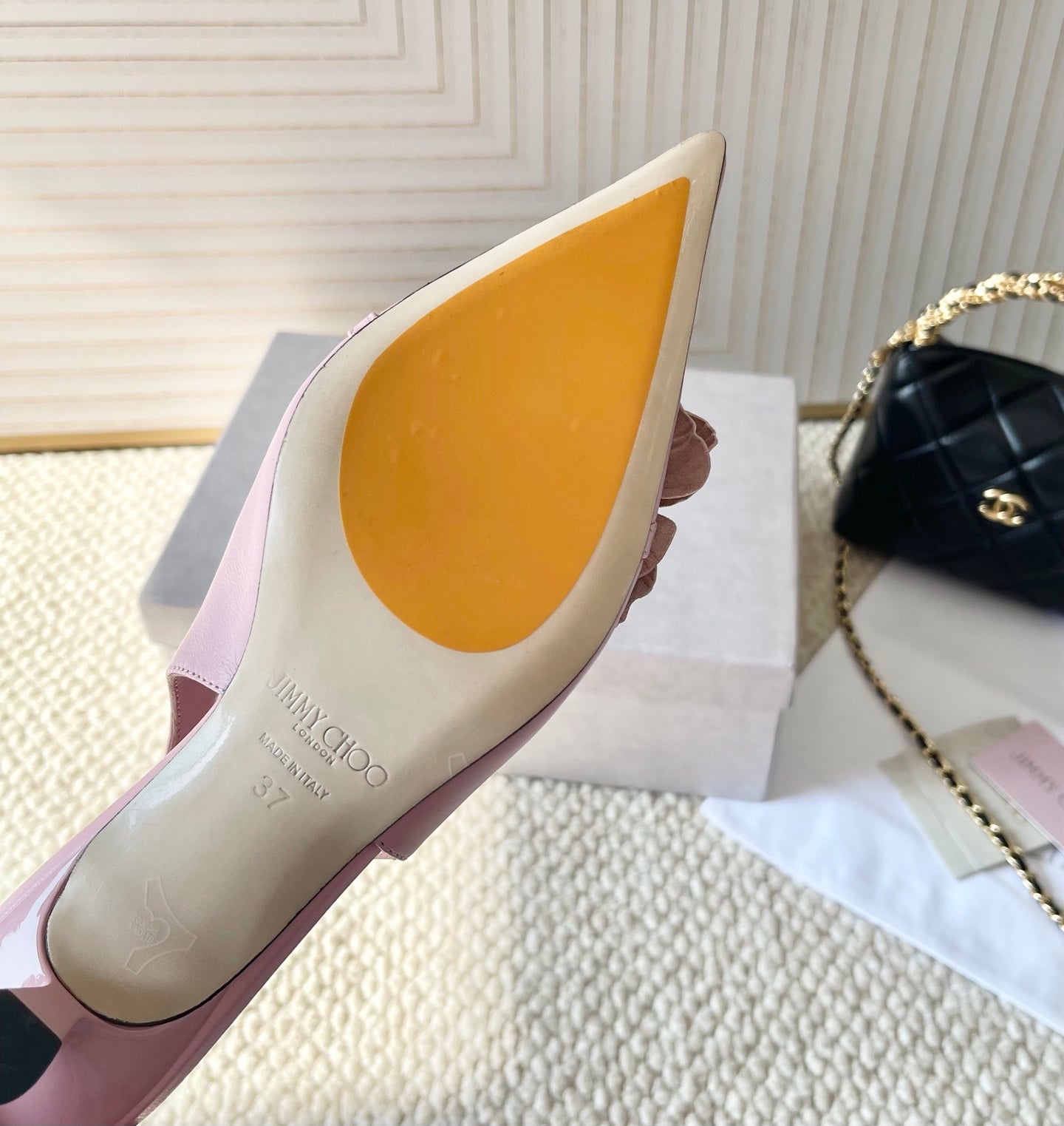 Jimmy Choo Skye Corsage Slingback Pink Sheepskin 669833