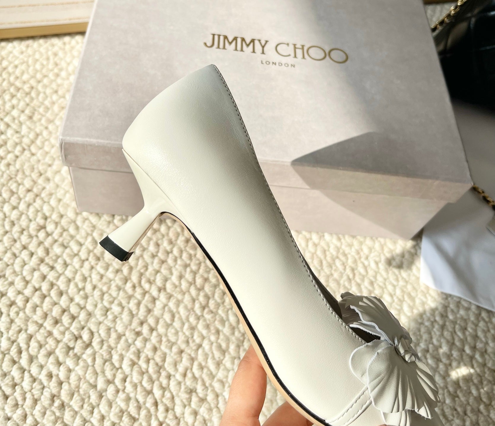 Jimmy Choo Skye Corsage Pump 4.5cm White Sheepskin 669837