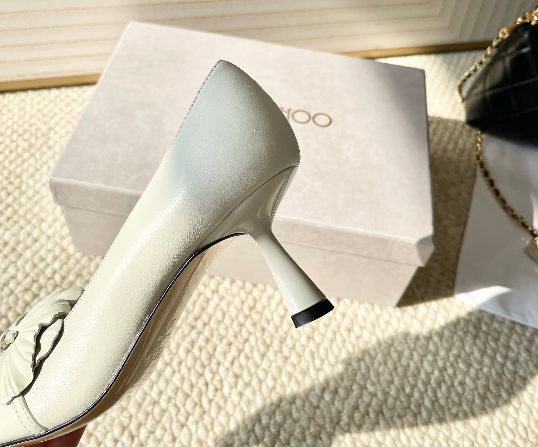 Jimmy Choo Skye Corsage Pump 6.5cm White Sheepskin 669838