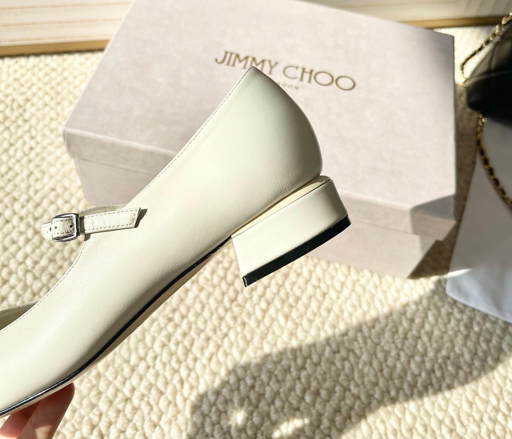 Jimmy Choo Skye Corsage Ballet Flat White Sheepskin 669839
