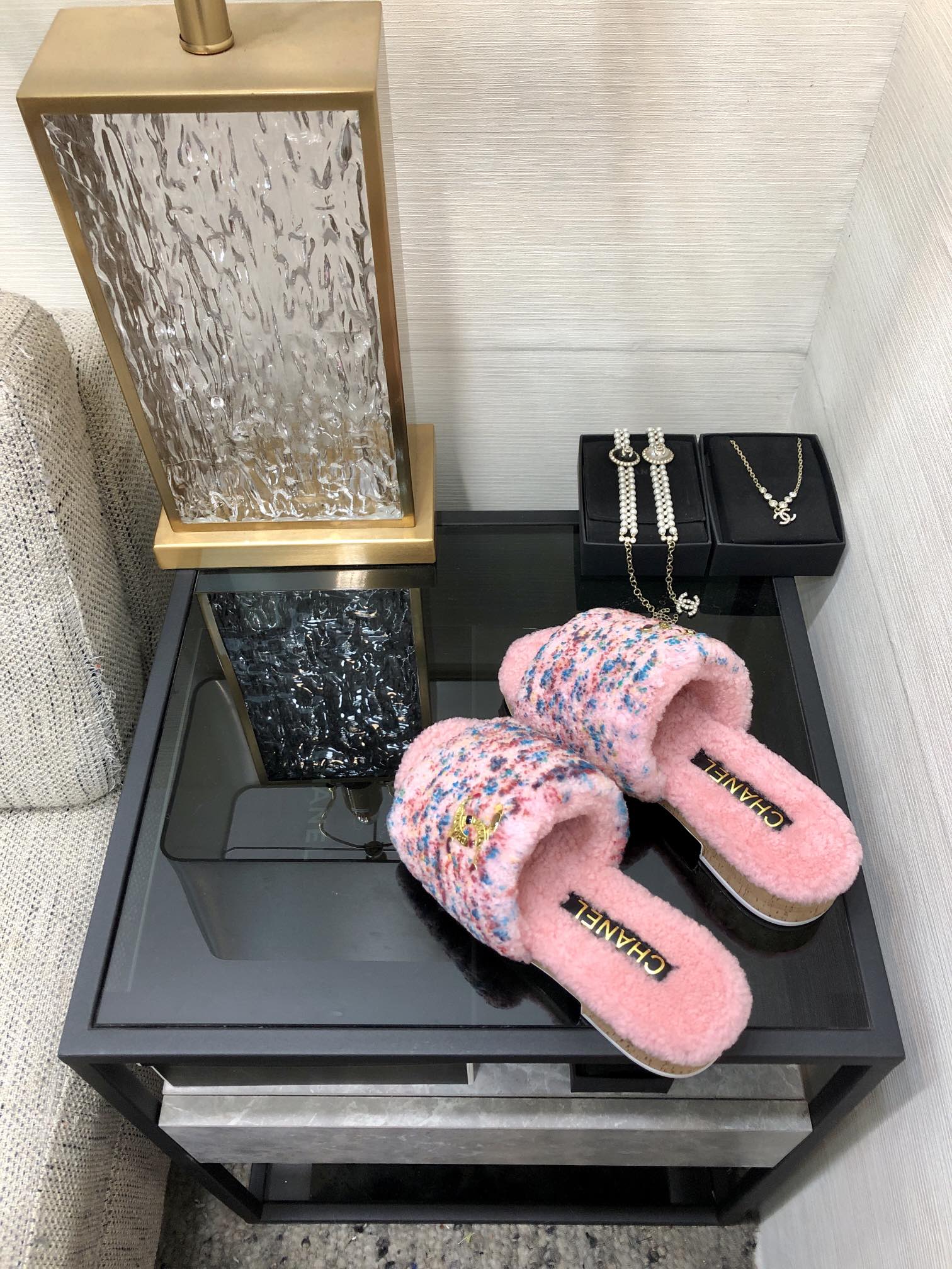 CC 26s Slippers Pink Mix Blue Red Fleece Wool 970120