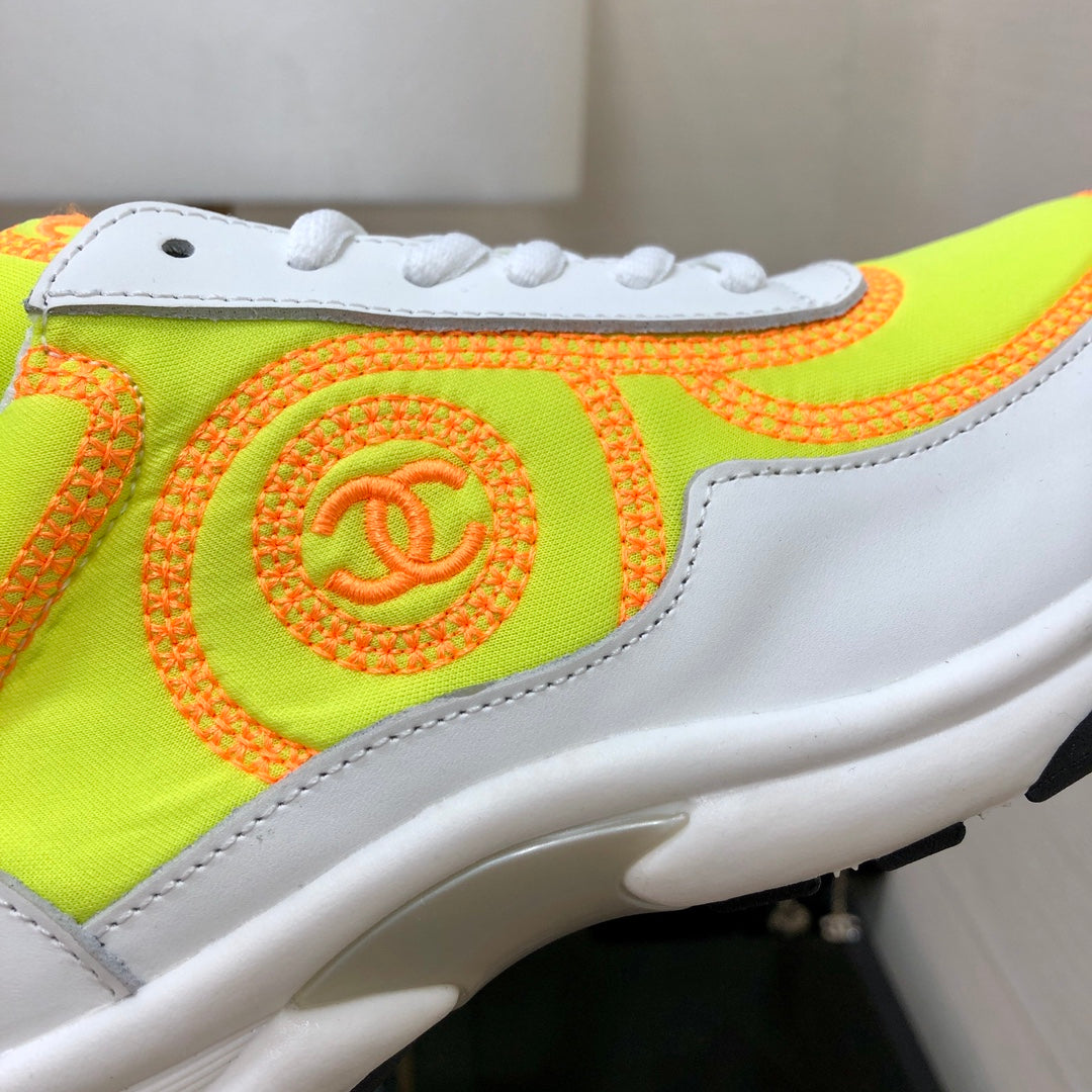 Chanel 26s Quilted Jelly Sole Sneakers Yellow White 153279