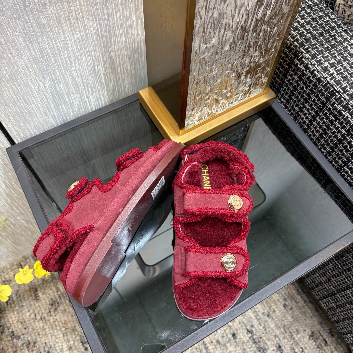CC 26s Dad Sandals Red Suede Shearing 970114