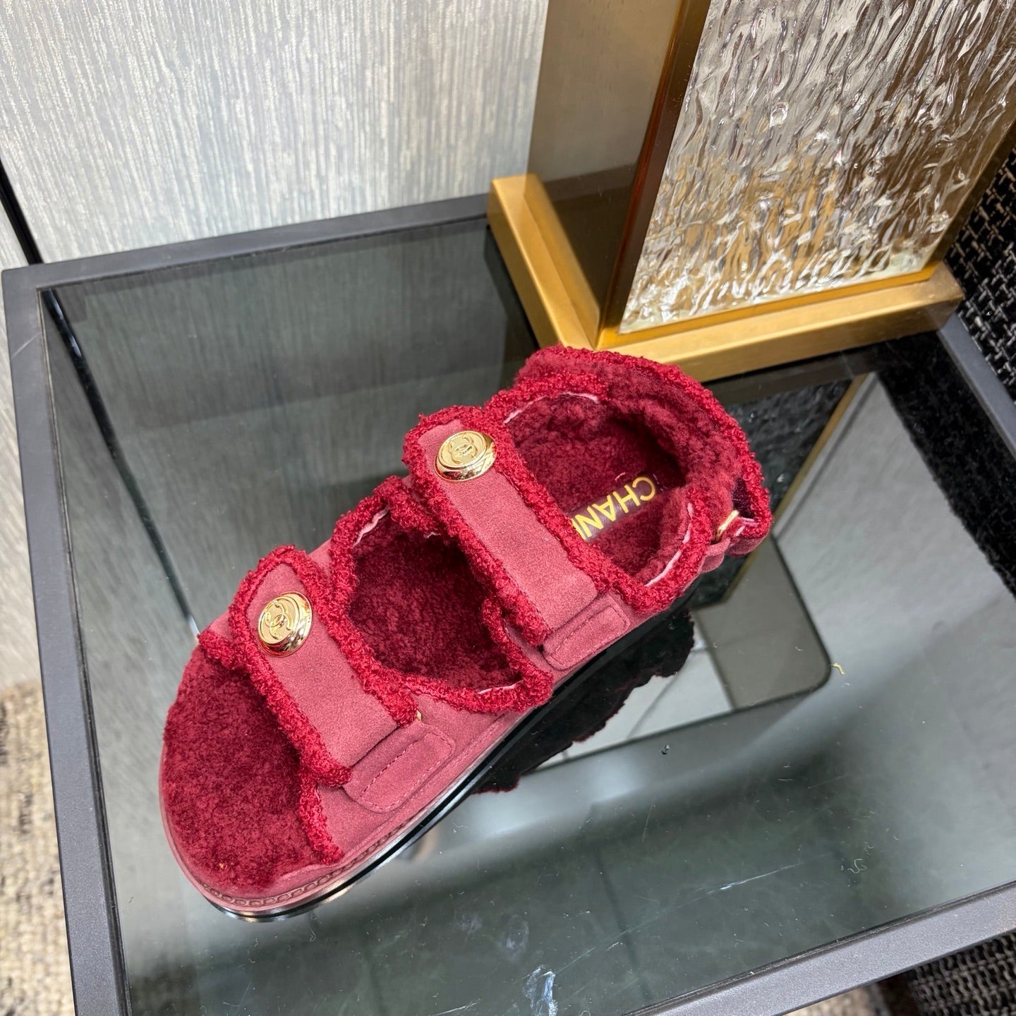 CC 26s Dad Sandals Red Suede Shearing 970114
