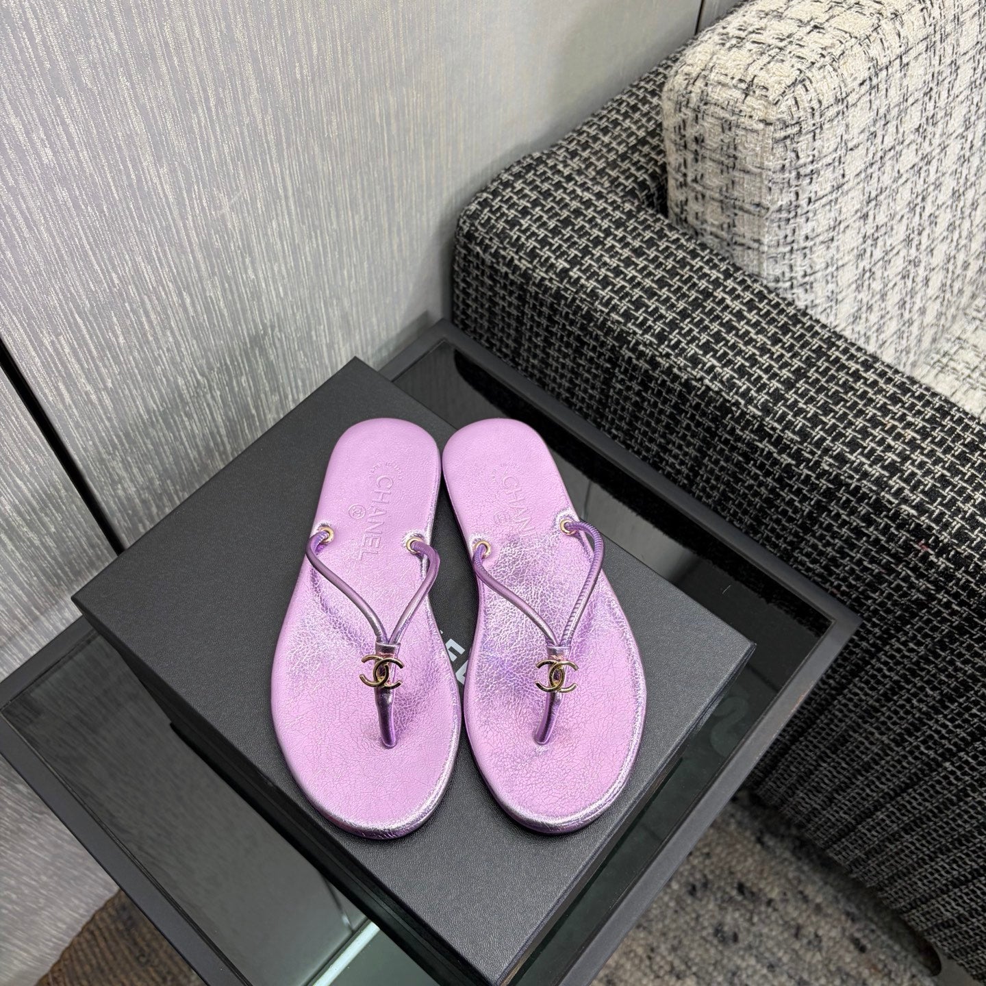CC 2026 Thong Sandal Purple Metalic Calfskin 826184