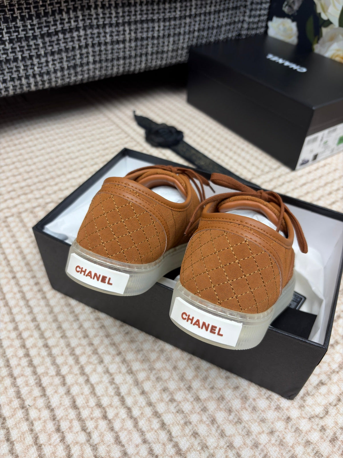 Chanel 26s Quilted Jelly Sole Sneakers Brown 153459