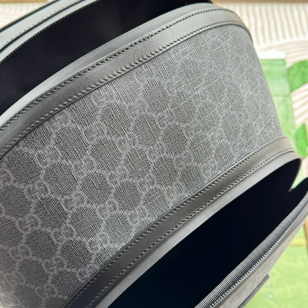 BACKPACK 44 IN GRAY MONOGRAM CANVAS AND BLACK LEATHER TRIM