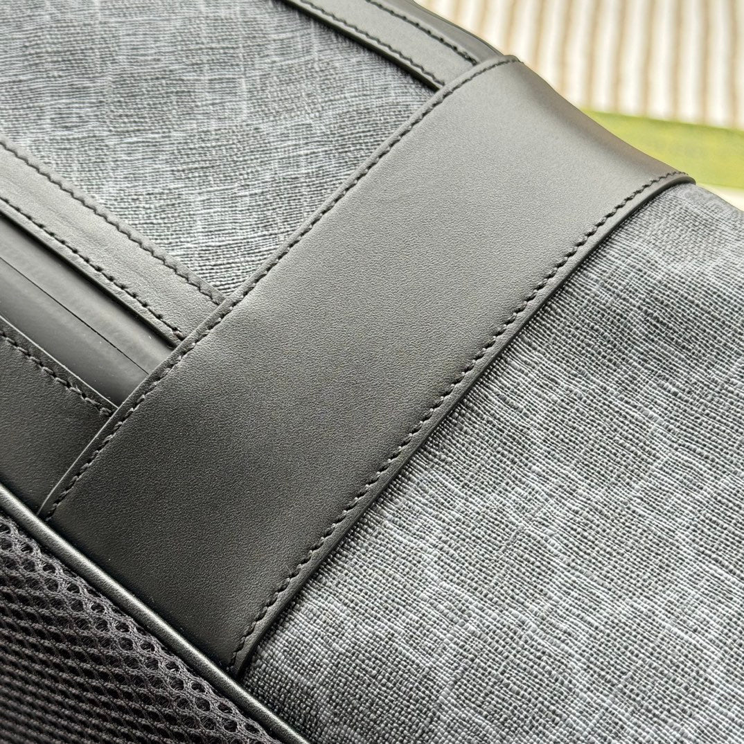 BACKPACK 44 IN GRAY MONOGRAM CANVAS AND BLACK LEATHER TRIM