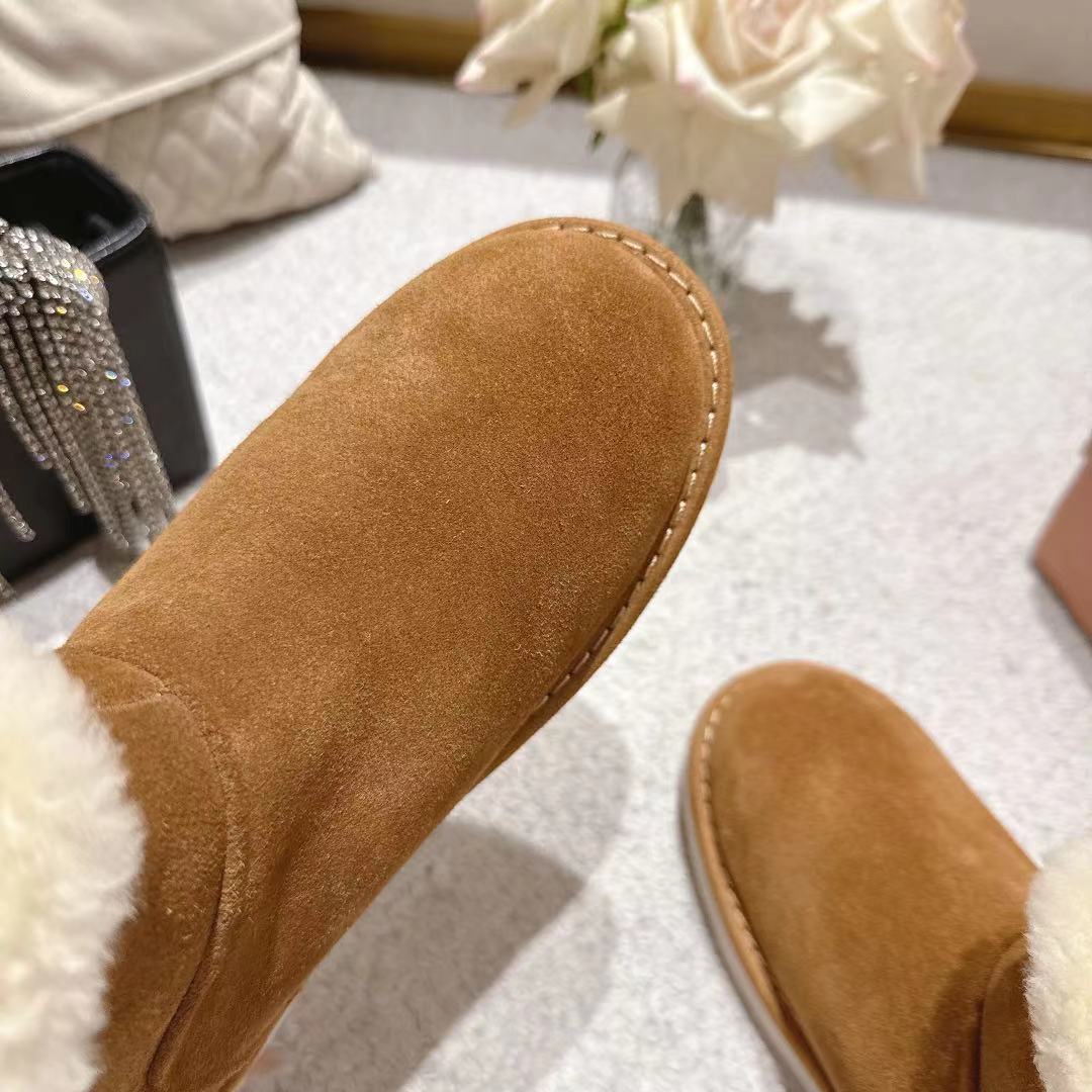 Miumiu 25 Boot Brown Mix White Suede Wool 510245