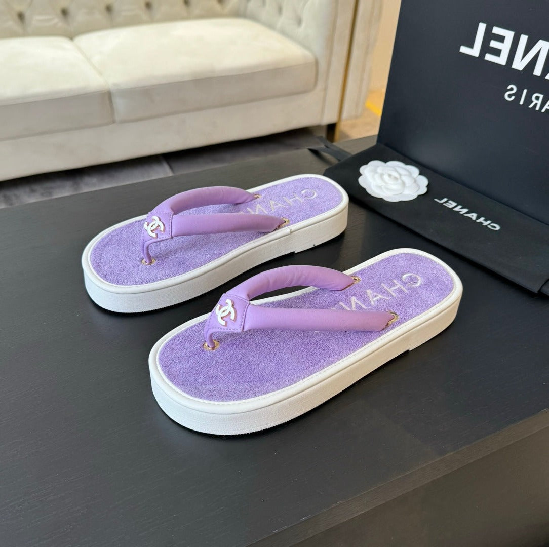 CC 26s Thick-soled Flip-Flops Lavender Purple Lambskin