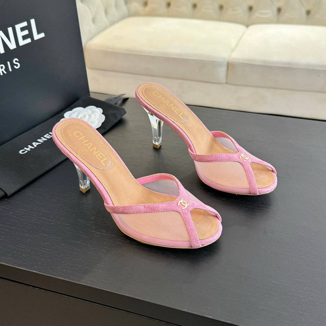 CC 26s Sandal 7cm Pink Mesh Lambskin 700613