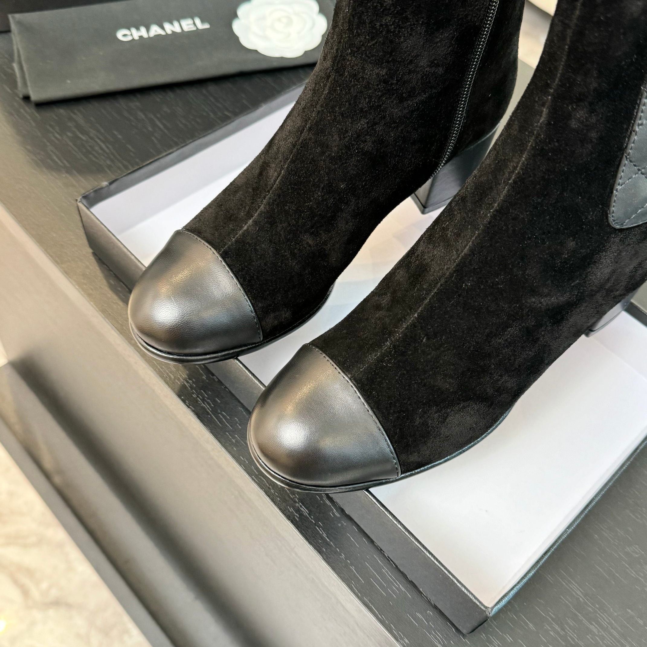 CC Ankle Boots 50mm Black Suede And Lambskin