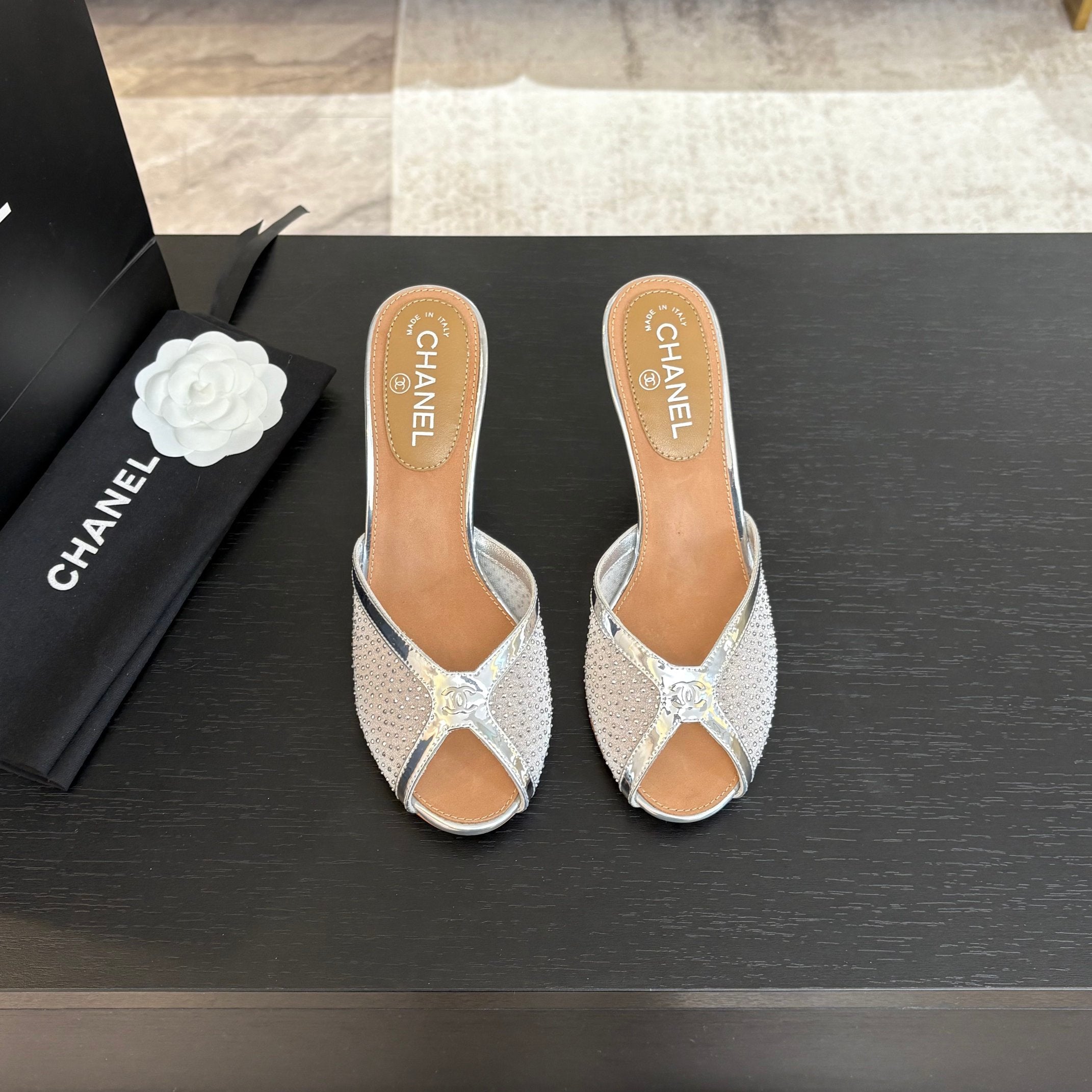 CC 26s Sandal 7cm Sliver Mesh Lambskin 700611