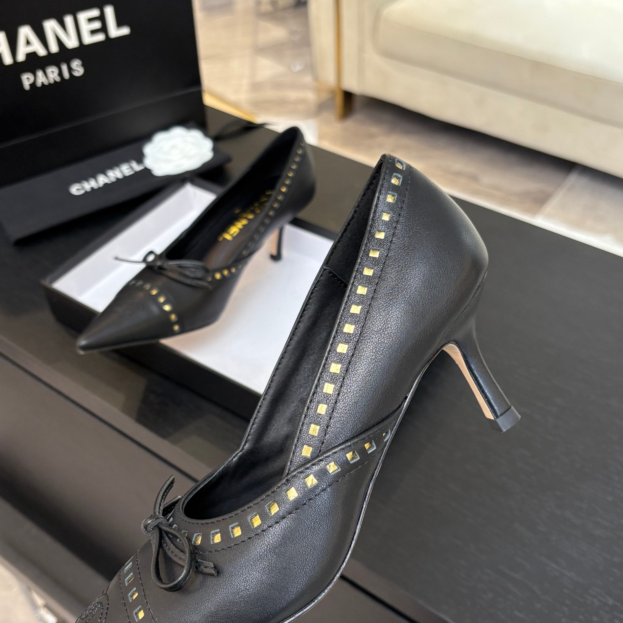 HIGH HEEL PUMP 65 MM IN BLACK LAMBSKIN
