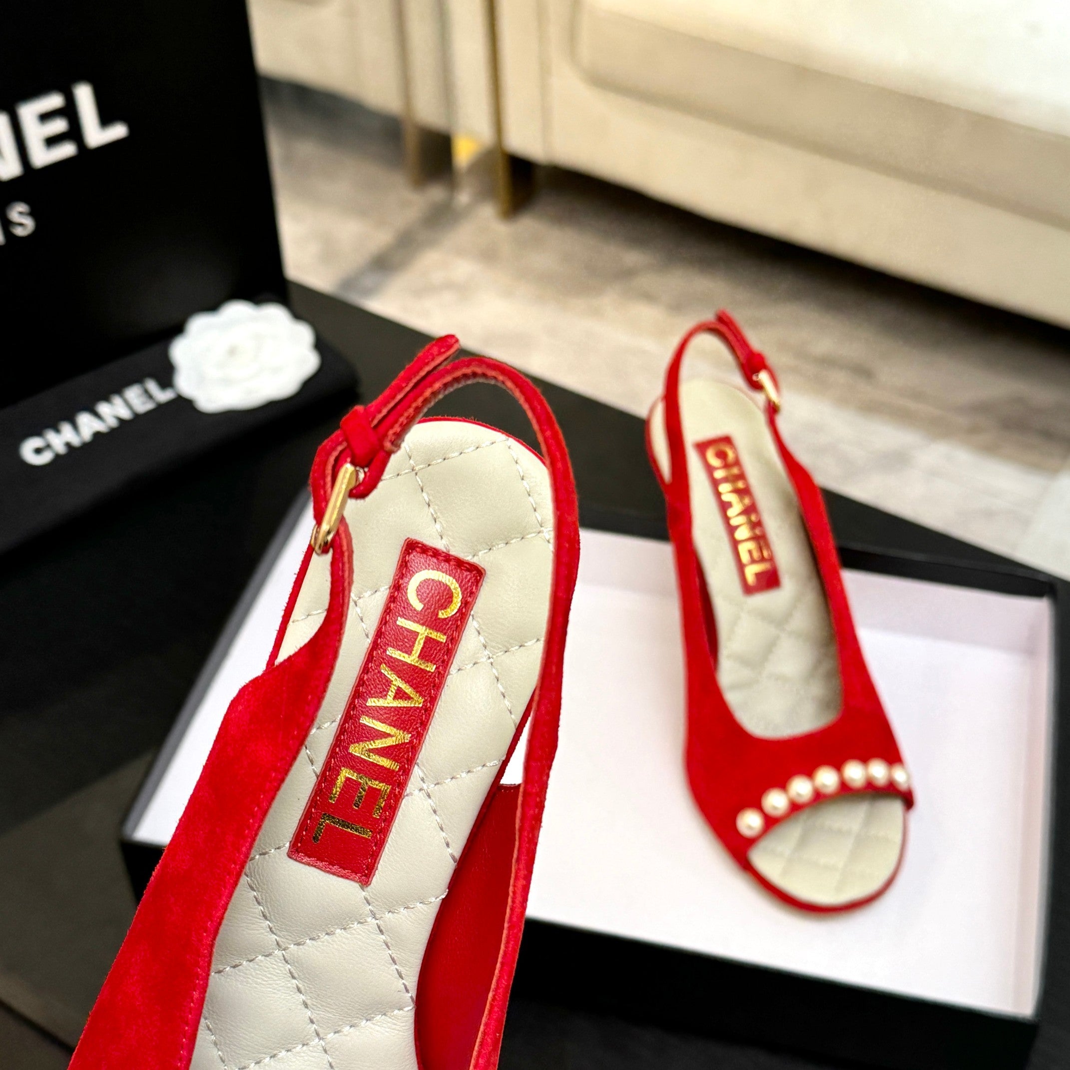 CC 26A Pearl Slingback Red Suede 672991